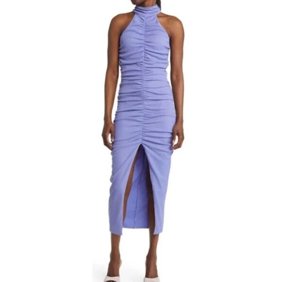 Saylor Nels Ruched Sleeveless Midi Dress in Periwinkle NWT Size XS - Picture 1 of 8